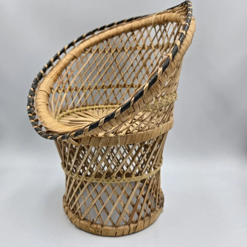 VTG Wicker Peacock Fan Back Rattan Chair 12